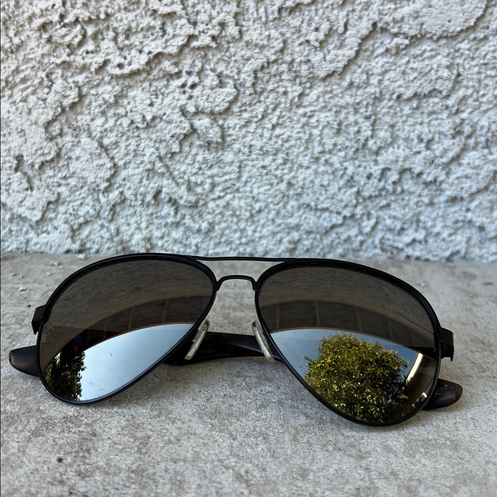 7 FAM Tortoise Shell Sunglasses shiny mirror black Aviators accessories 8033